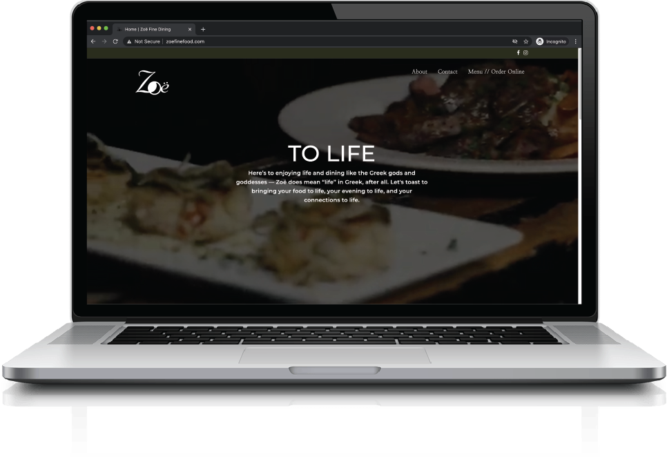 the live Zoe site in a computer screen mock up that you can click to go to the live site